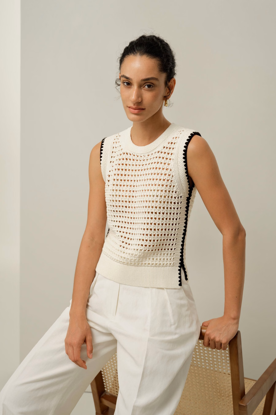 Toscana Pointelle Embroidered Vest