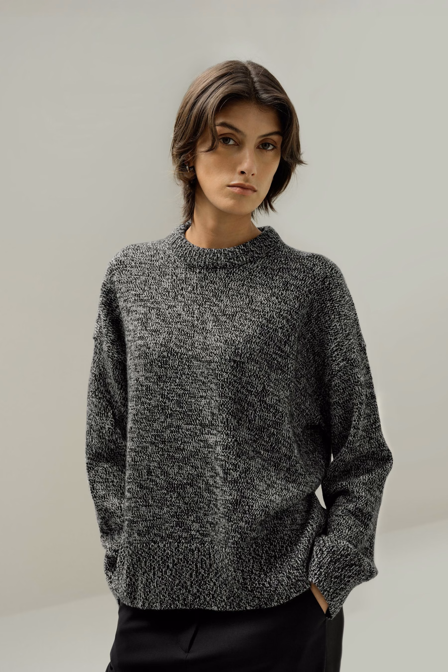 Sweter oversize z wełny i kaszmiru z okrągłym dekoltem