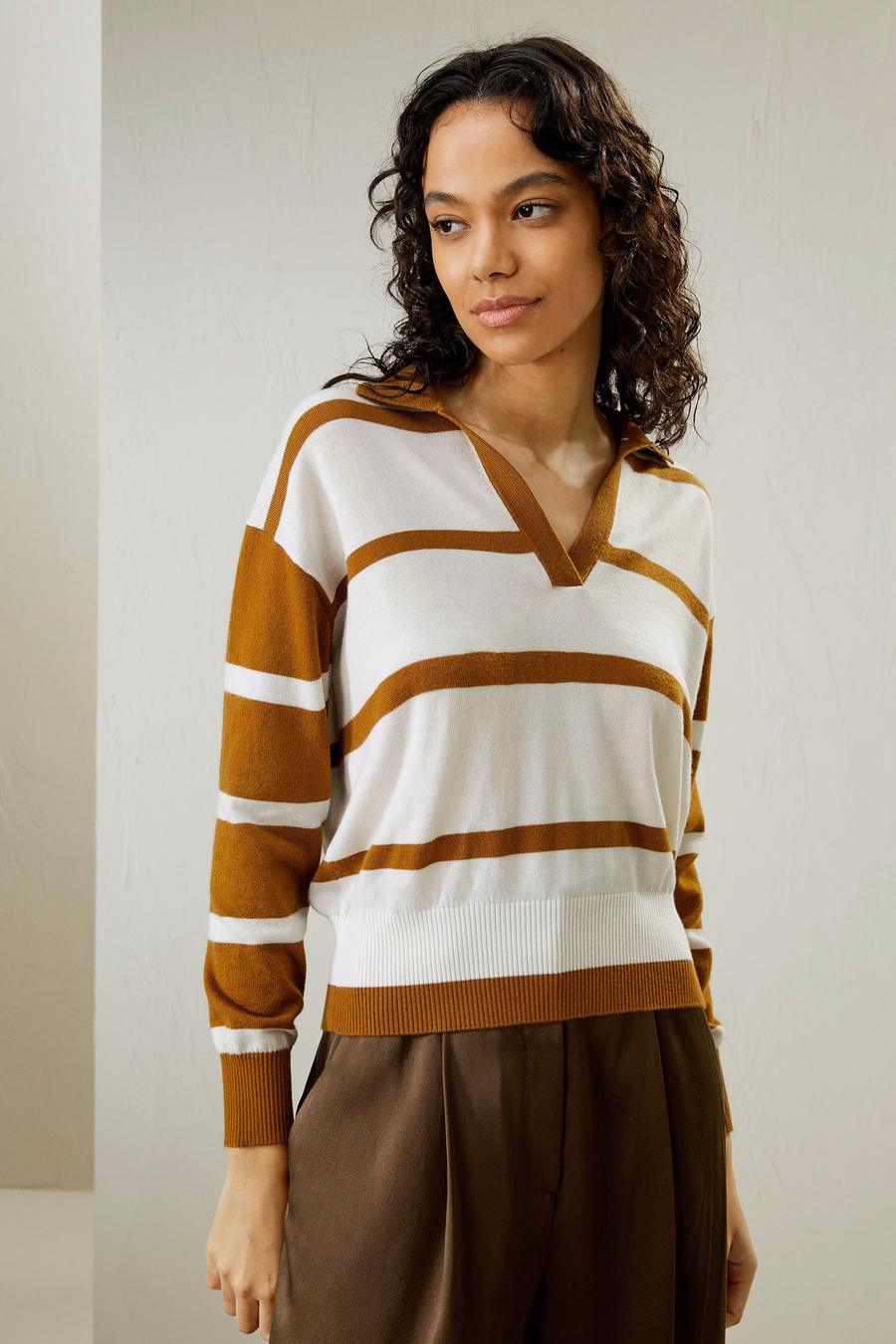 Sweter Polo z Wełny Merino