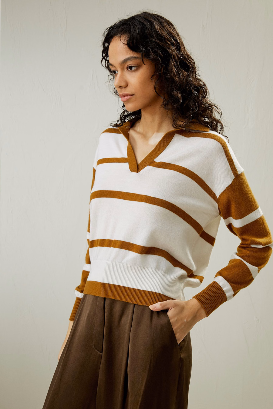 Sweter Polo z Wełny Merino