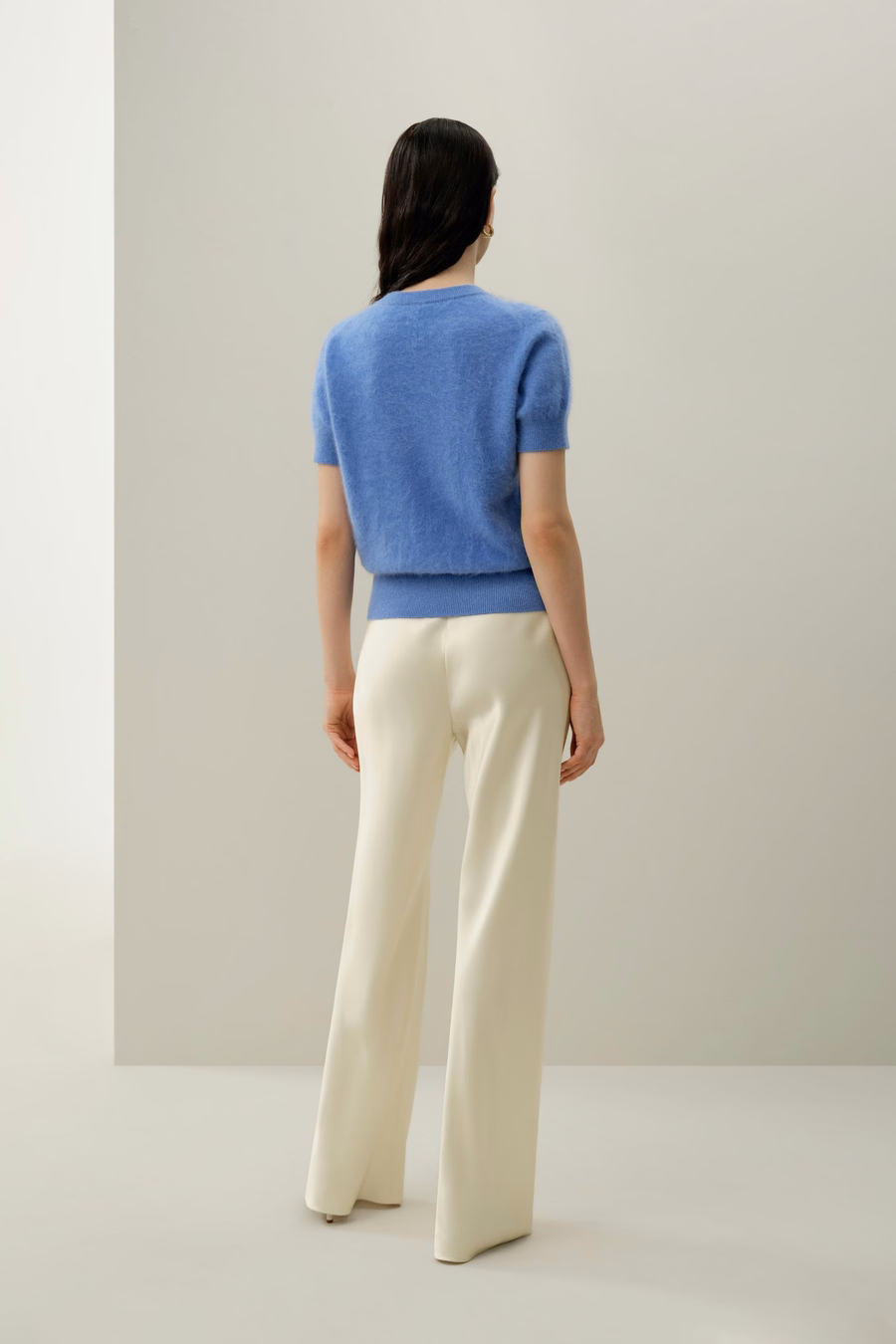 Sweter z krótkim rękawem z kaszmiru brushed