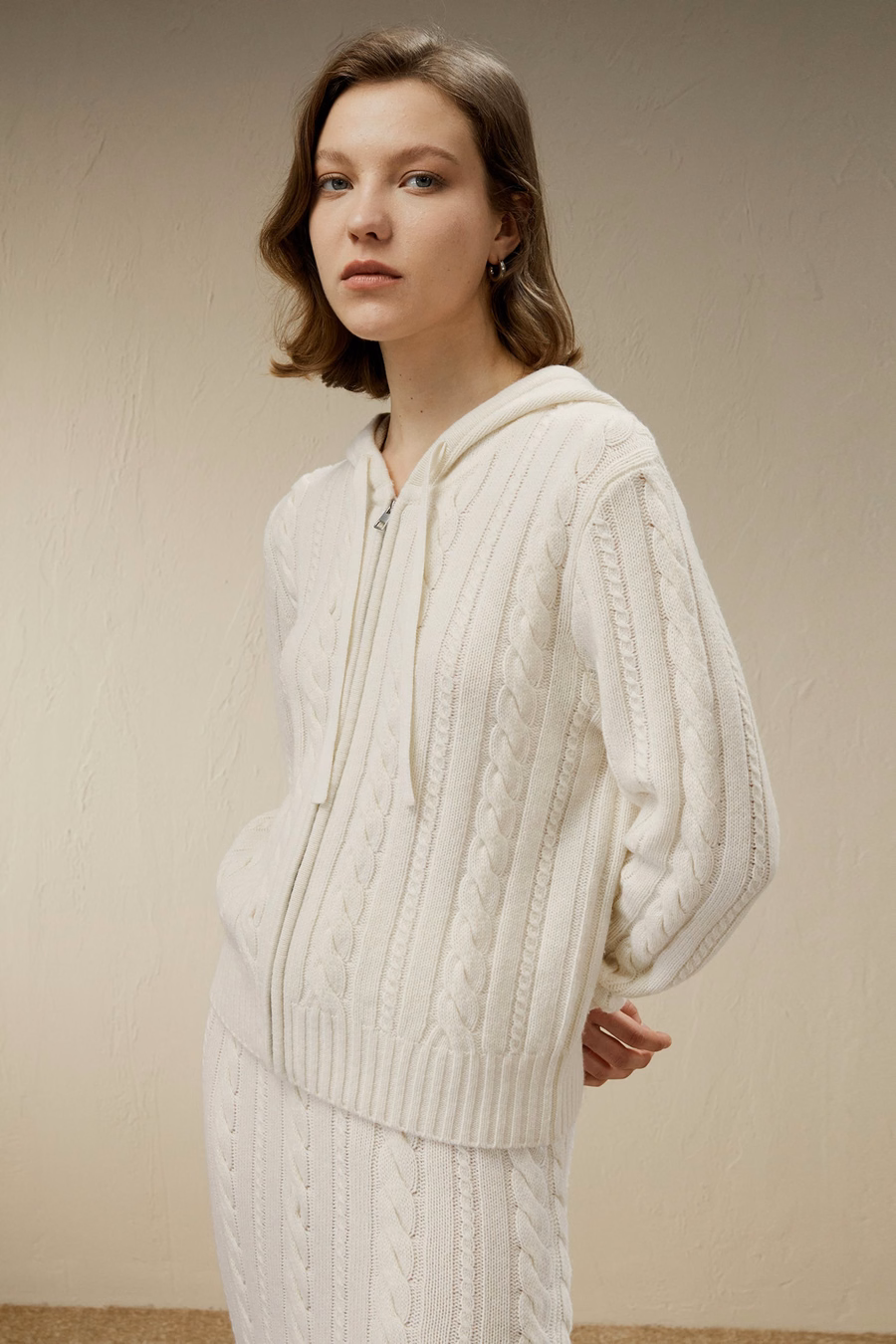 Bela Cable-Knit Wool-Cashmere Blend Hoodie