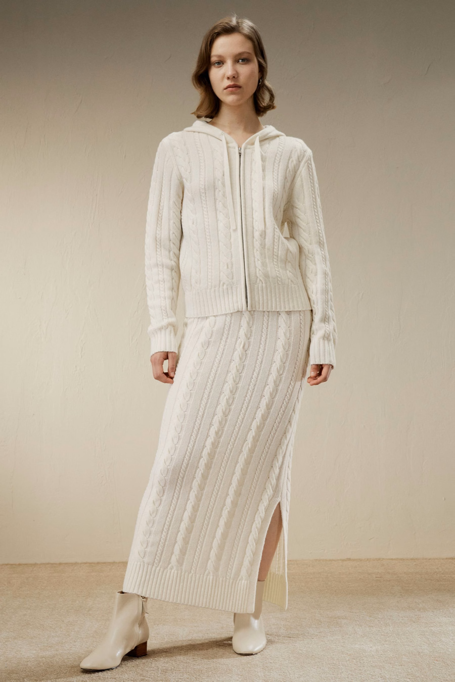 Bela Cable-Knit Wool-Cashmere Blend Hoodie