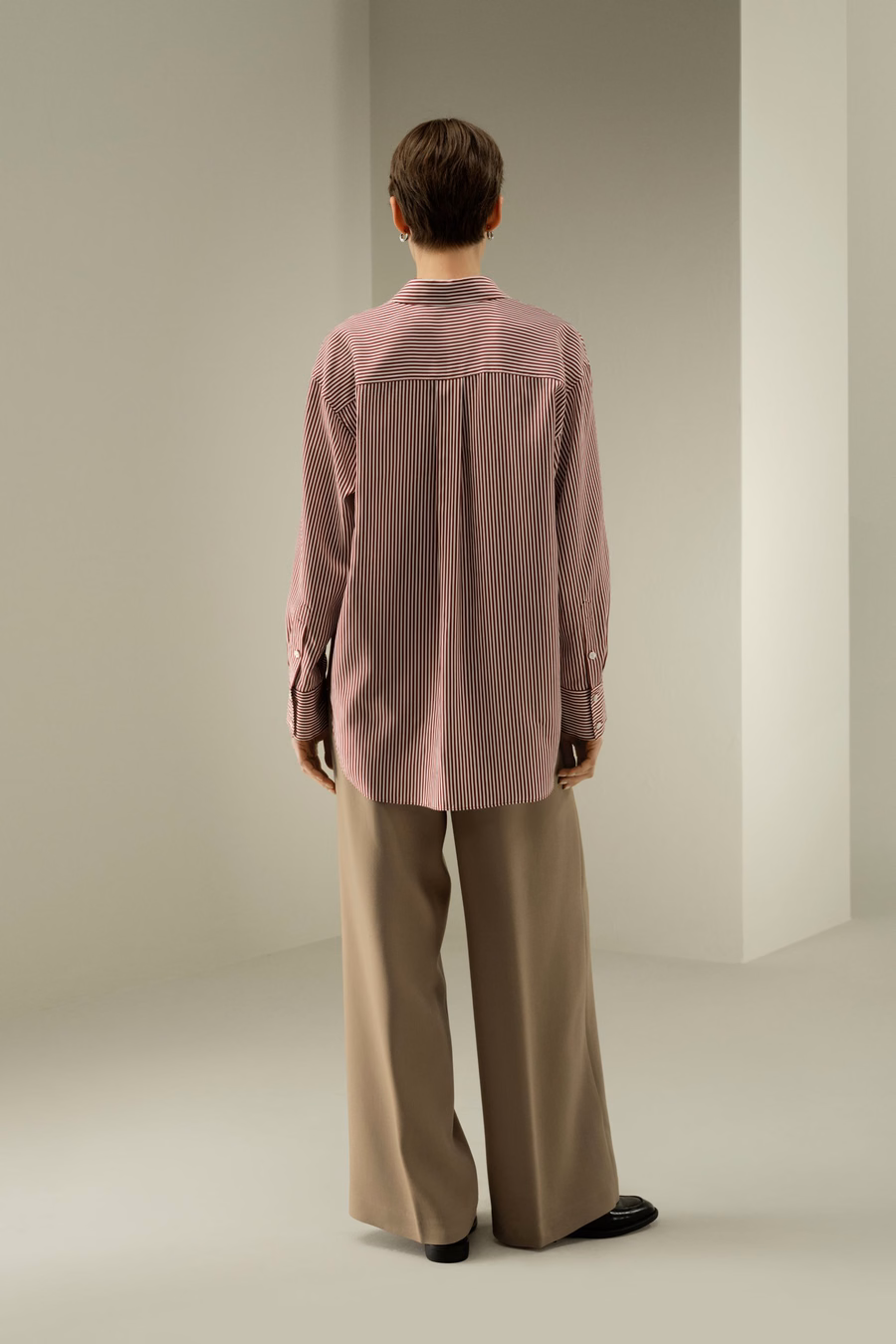 Czerwona oversize'owa koszula w paski Ancora