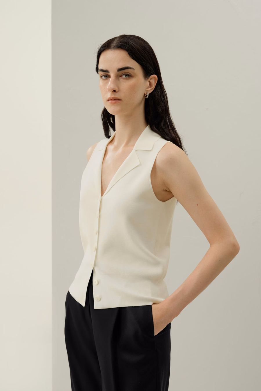 Milano Knit Lapel Collar Silk Viscose Vest