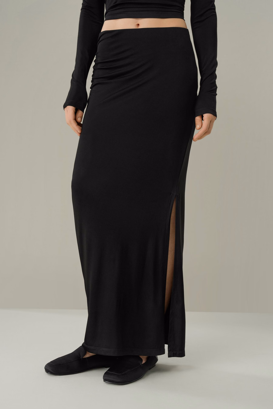Jedwabna Spódnica Maxi Slim-Fit Jersey Breeze