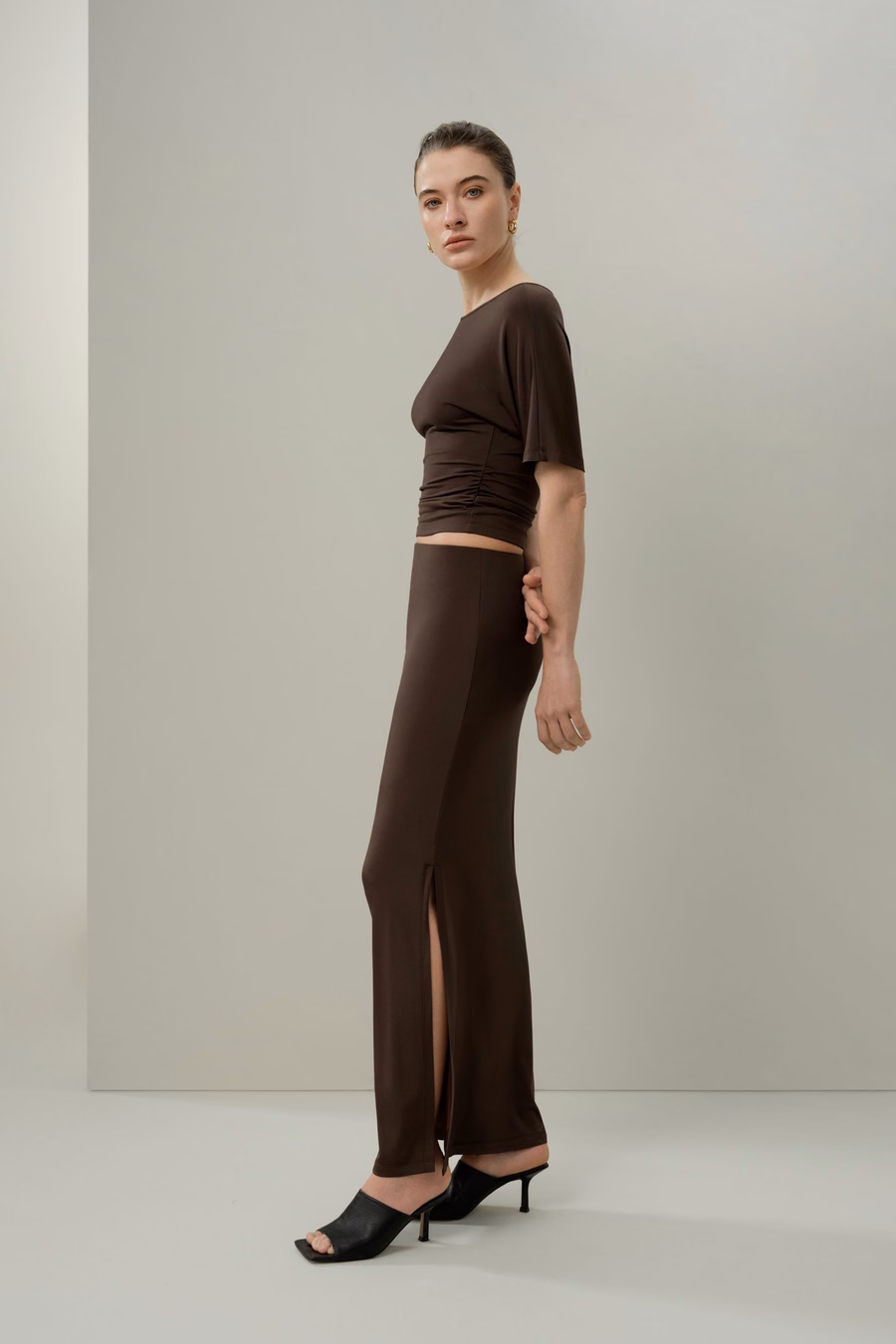 Silk Breeze Jersey Pleated Swing Tee