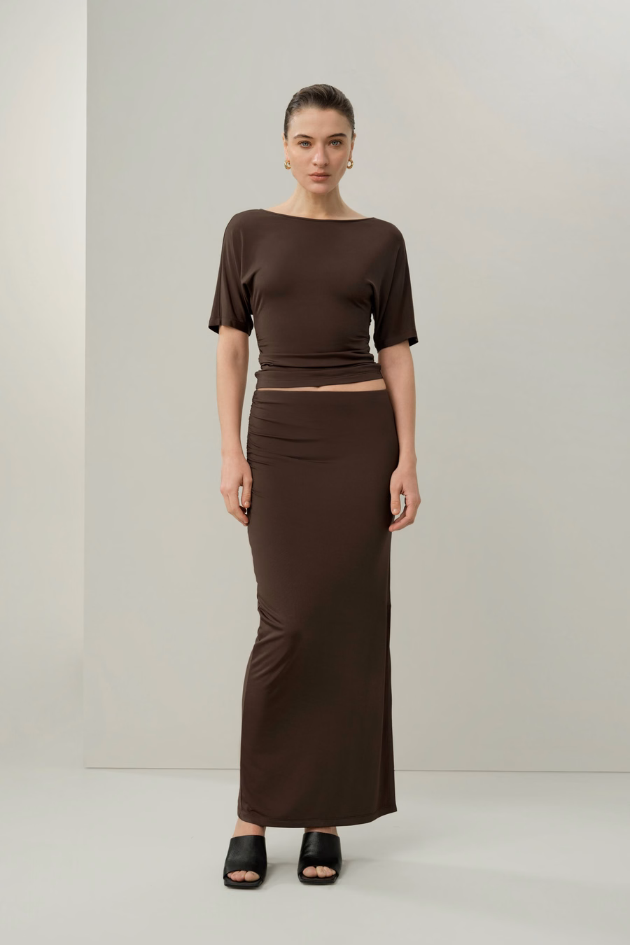 Silk Breeze Jersey Pleated Swing Tee