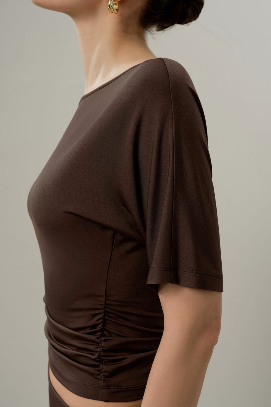 Silk Breeze Jersey Pleated Swing Tee