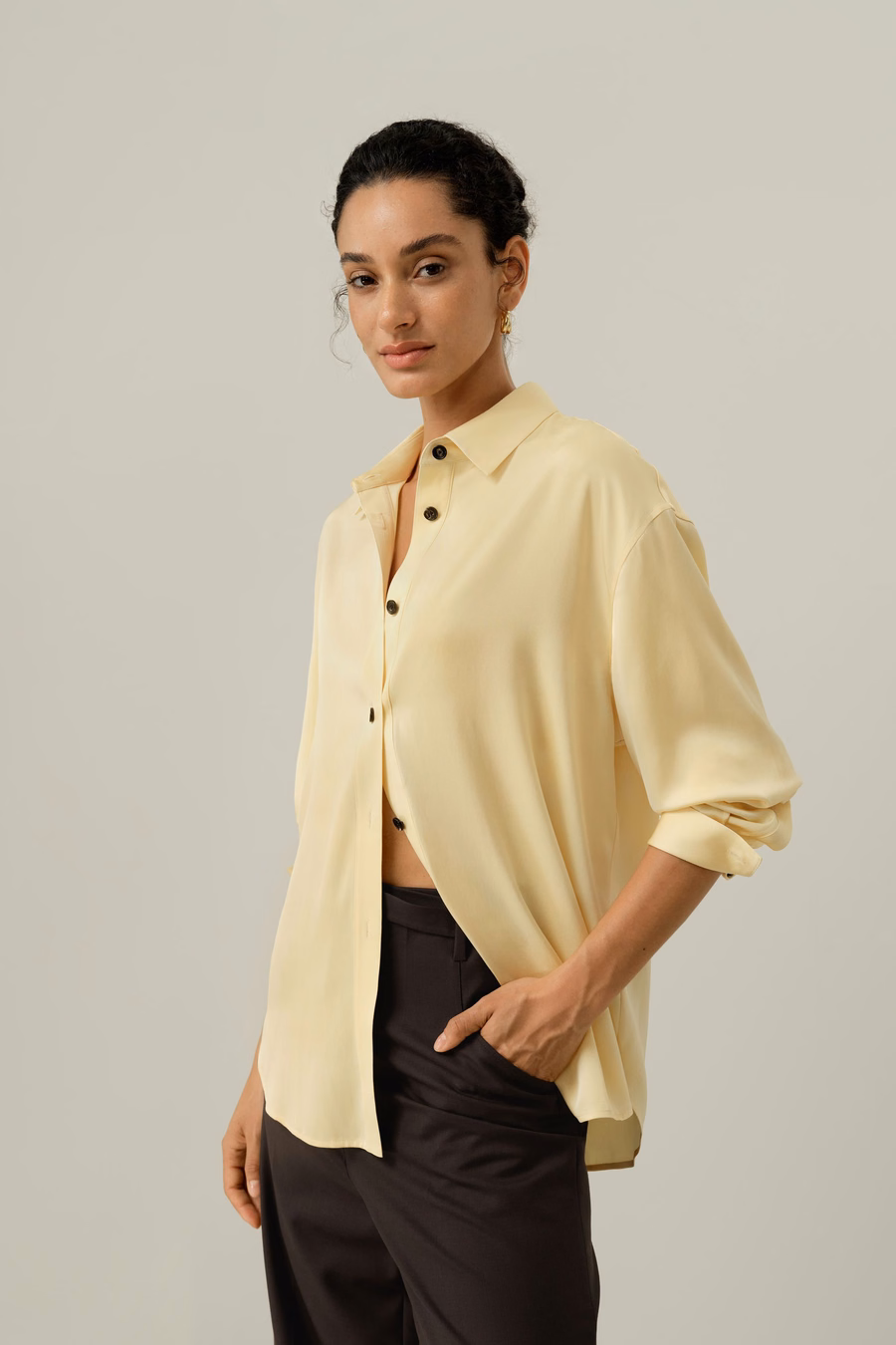 Stretch Double Georgette Oversized Shirt